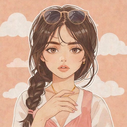 Cute Preppy PFP Girl Drawing